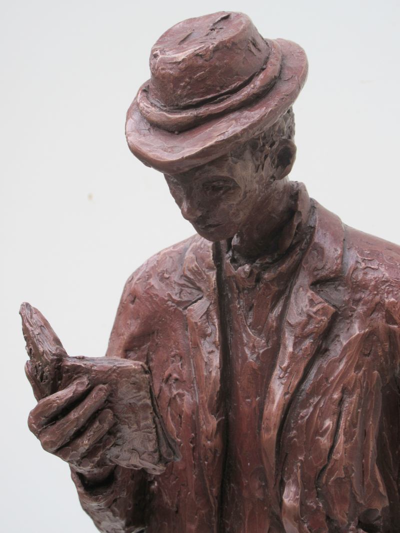 The reading man a 3d printed biopolymer sculpture created by Henrietta Bud