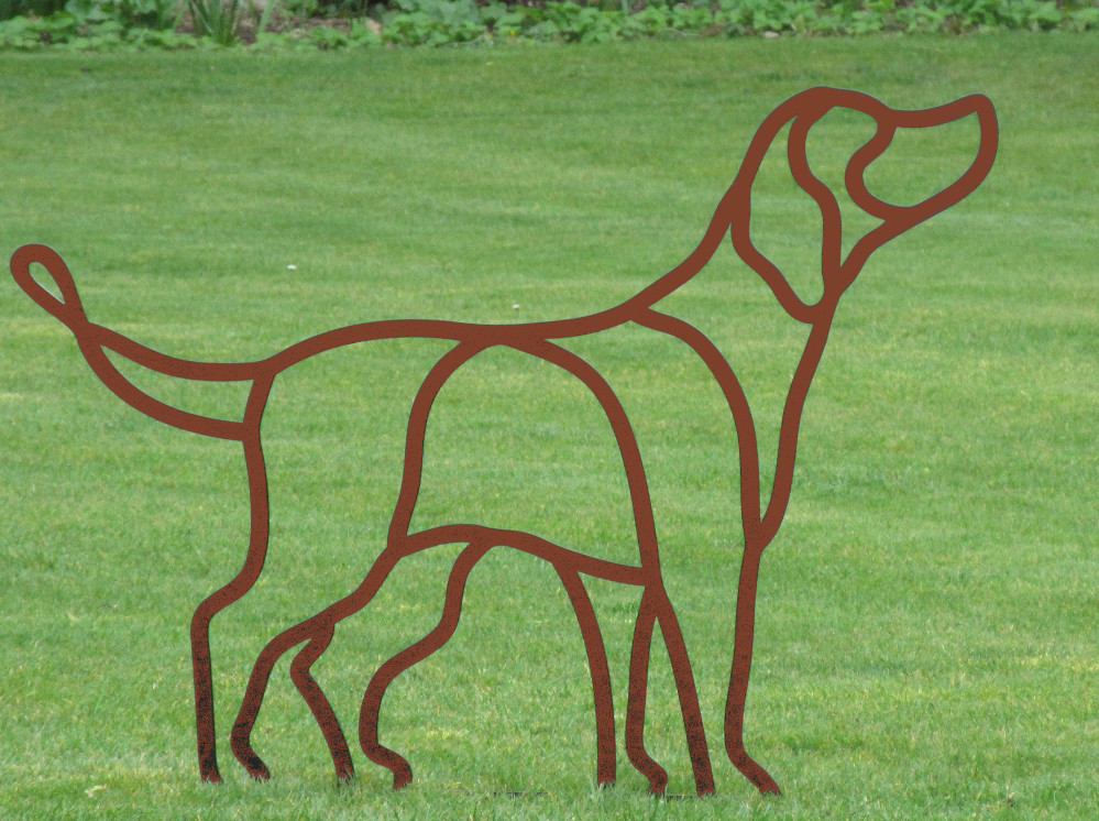 brown labrador steel garden sculpture by Henrietta Bud