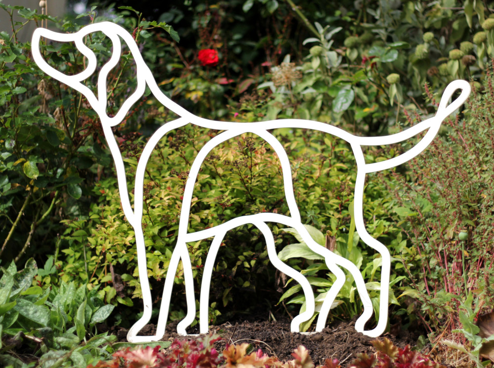 white labrador steel garden sculpture by Henrietta Bud